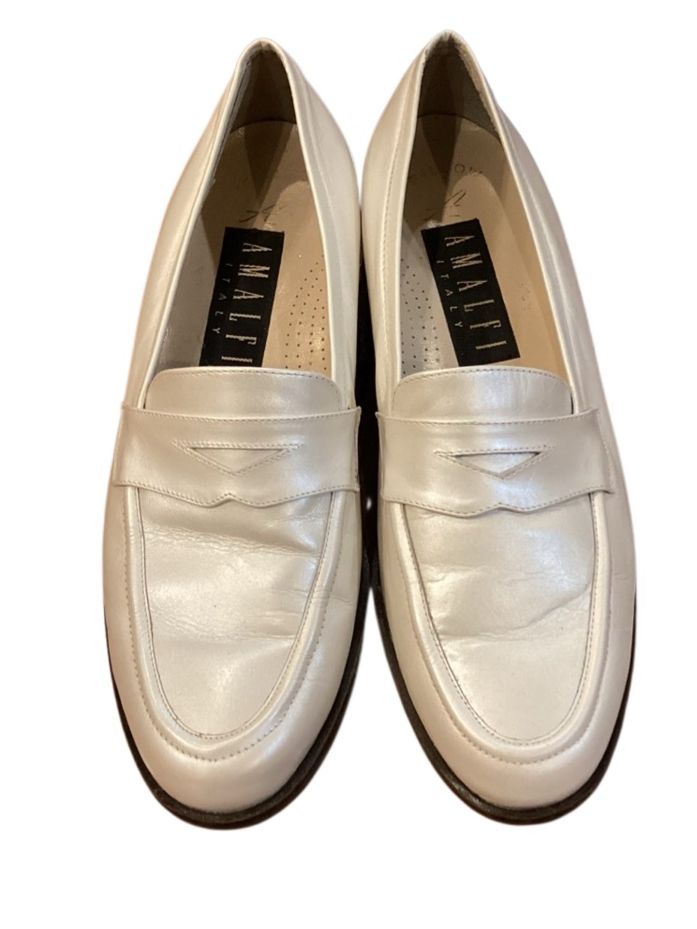 Amalfi Made in Italy Pearl white leather penny loafers size 8.5